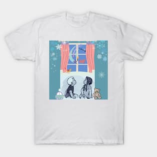 MERRRY CHRISTMAS EVE  WINDOW STARS BIRDS CHILDREN T-Shirt